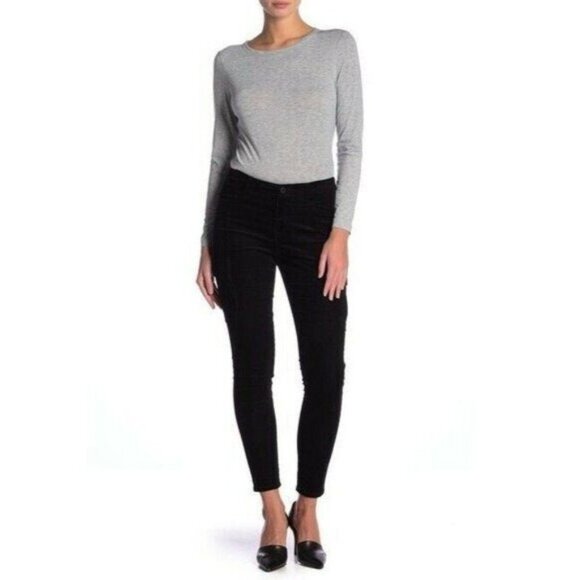Vince Corduroy Pants Black Skinny Leg Pockets High Rise Slim Jeans SZ 4 NWT $275